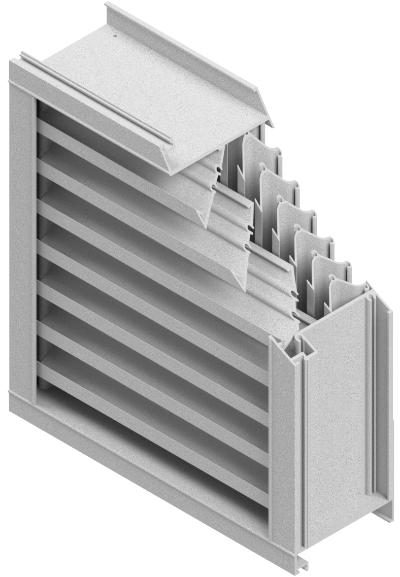 4" Deep Dual Blade Wind Driven Rain Louver