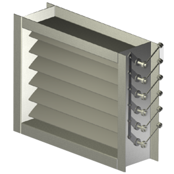 Airfoil Extruded Alum. Bld. Galv. Stl. Frm. Heavy Duty Rect. Damper up to 5000 fpm